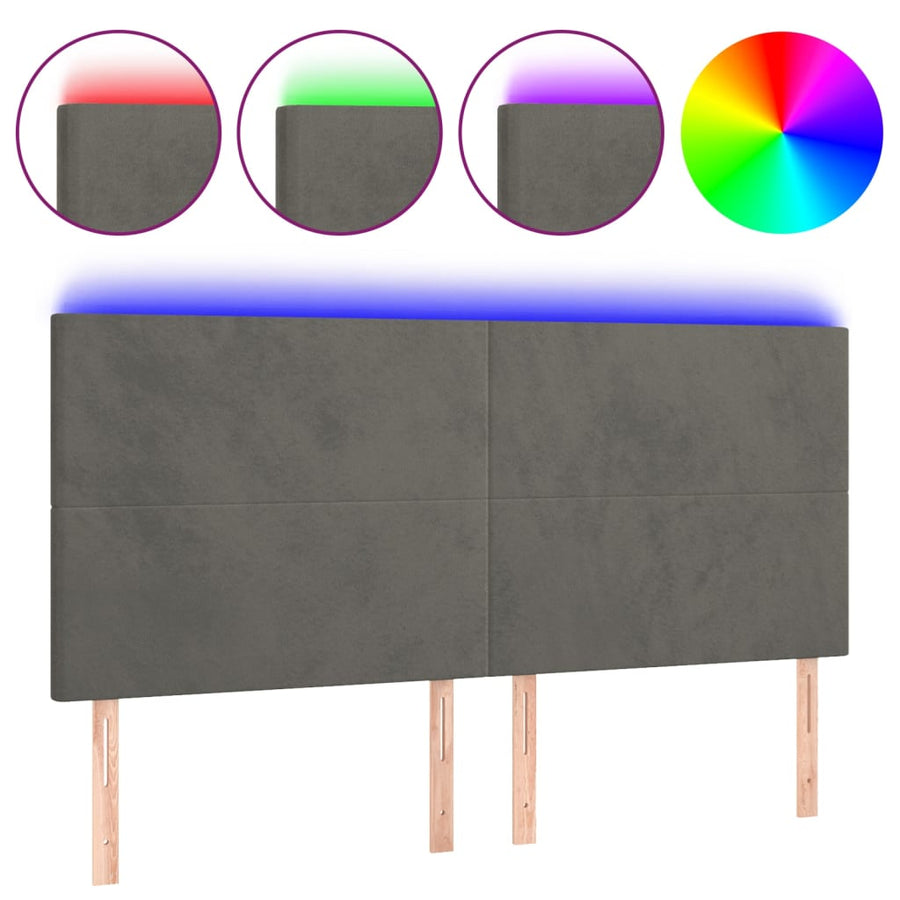 Hoofdbord Led 180X5X118/128 Cm Fluweel Donkergrijs
