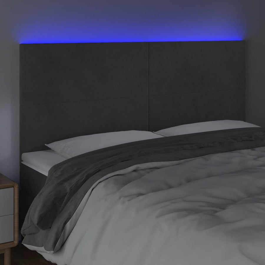 Hoofdbord Led 180X5X118/128 Cm Fluweel Donkergrijs