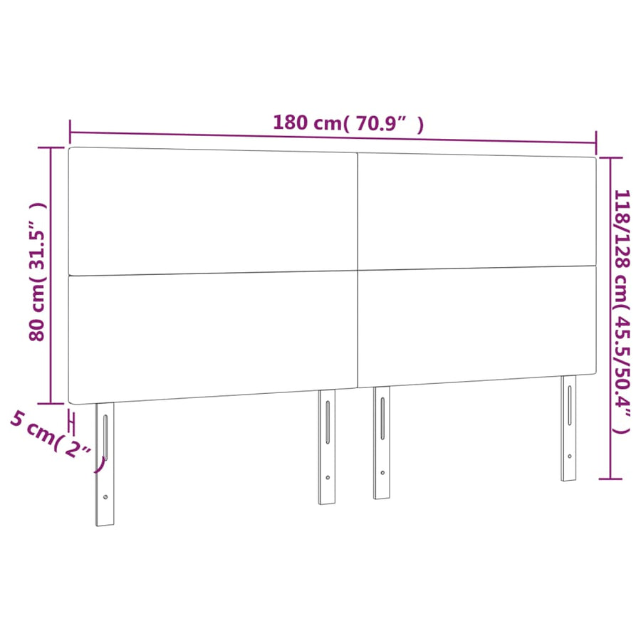 Hoofdbord Led 180X5X118/128 Cm Fluweel Donkergrijs