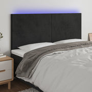 Hoofdbord 180x5x118/128 cm fluweel zwart LED