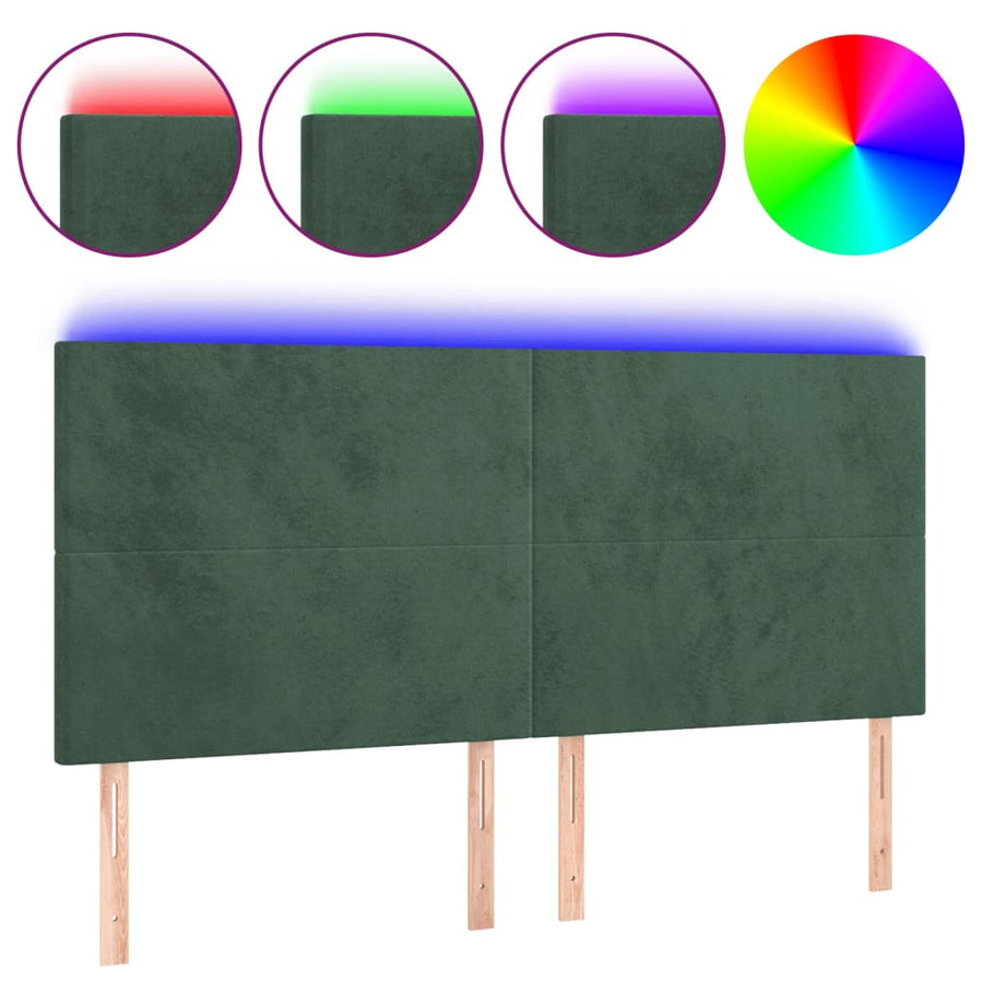 Hoofdbord LED 180x5x118/128 cm fluweel donkergroen