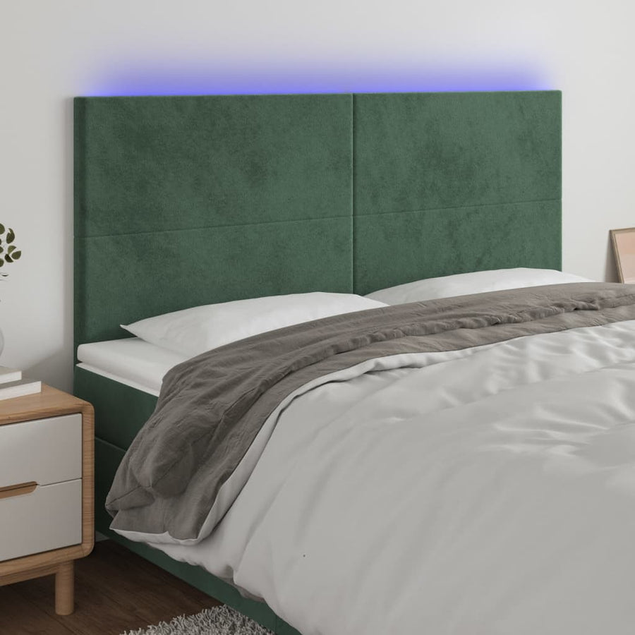 Hoofdbord LED 180x5x118/128 cm fluweel donkergroen