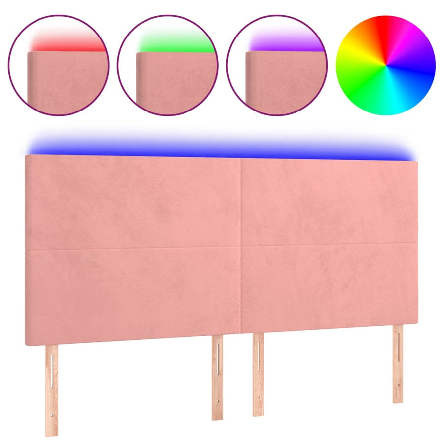 Hoofdbord Led 180X5X118/128 Cm Fluweel Roze