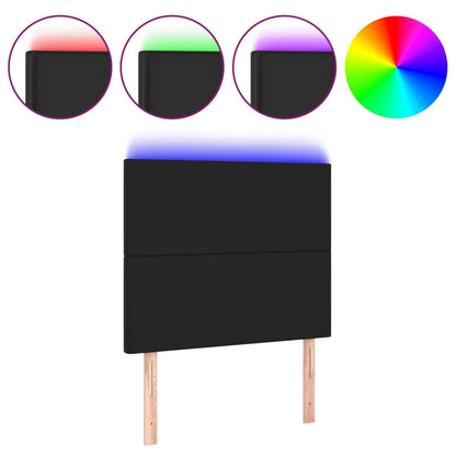 Hoofdbord LED 80x5x118/128 cm kunstleer zwart 80 x 5 x 118/128 cm Zwart
