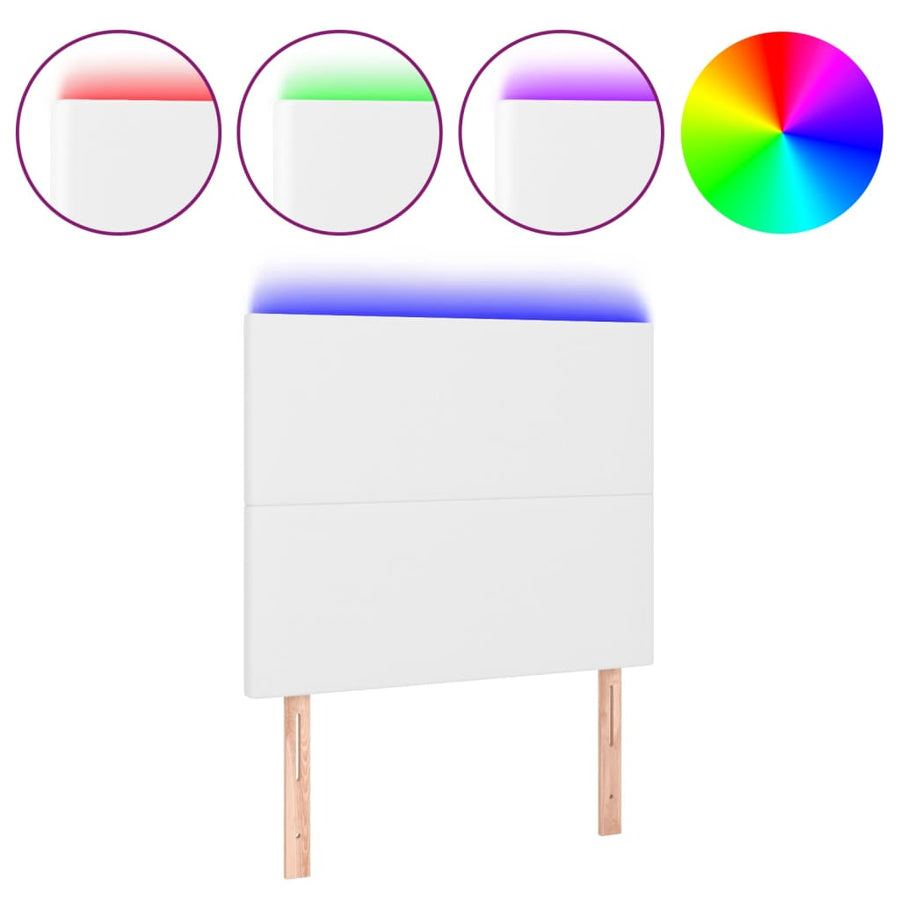 Hoofdbord LED 80x5x118/128 cm kunstleer wit 80 x 5 x 118/128 cm Wit