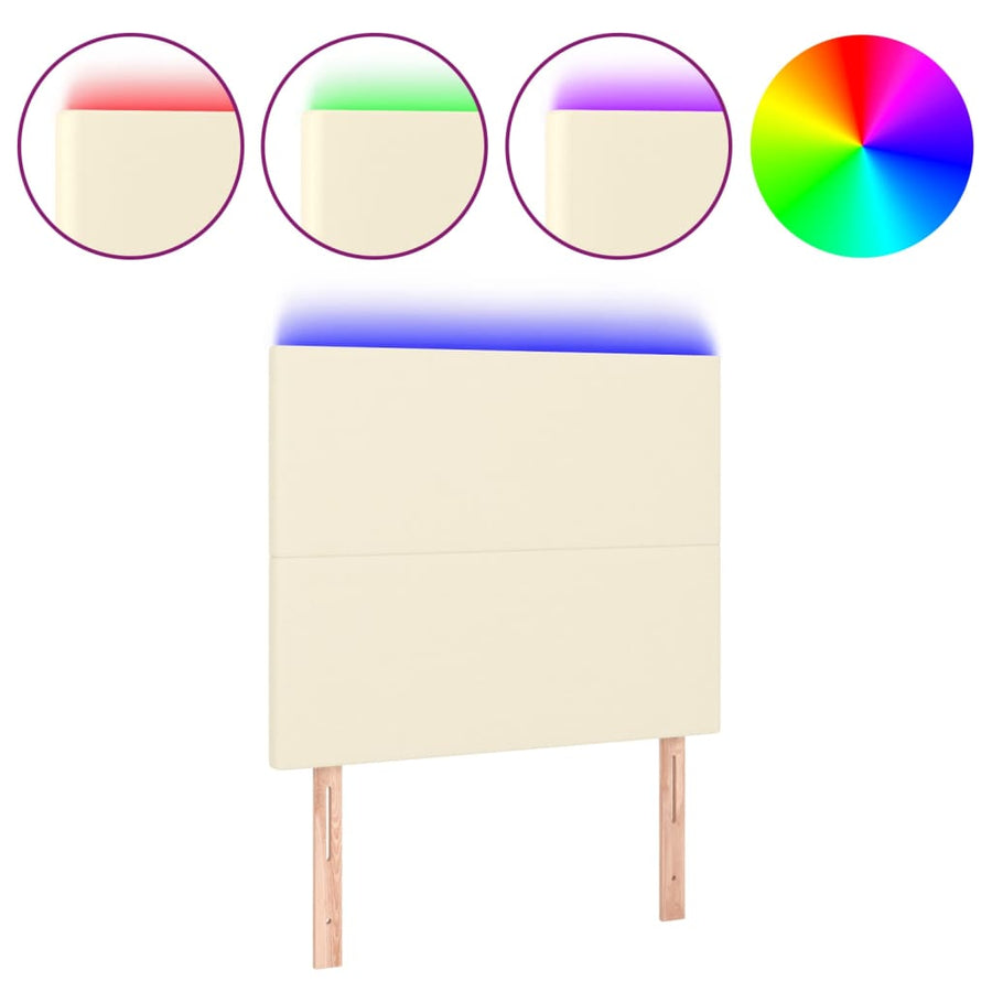 Hoofdbord Led Kunstleer Kleurig 80 x 5 x 118/128 cm Crème