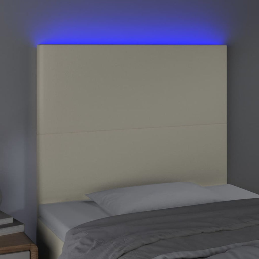 Hoofdbord Led Kunstleer Kleurig 80 x 5 x 118/128 cm Crème