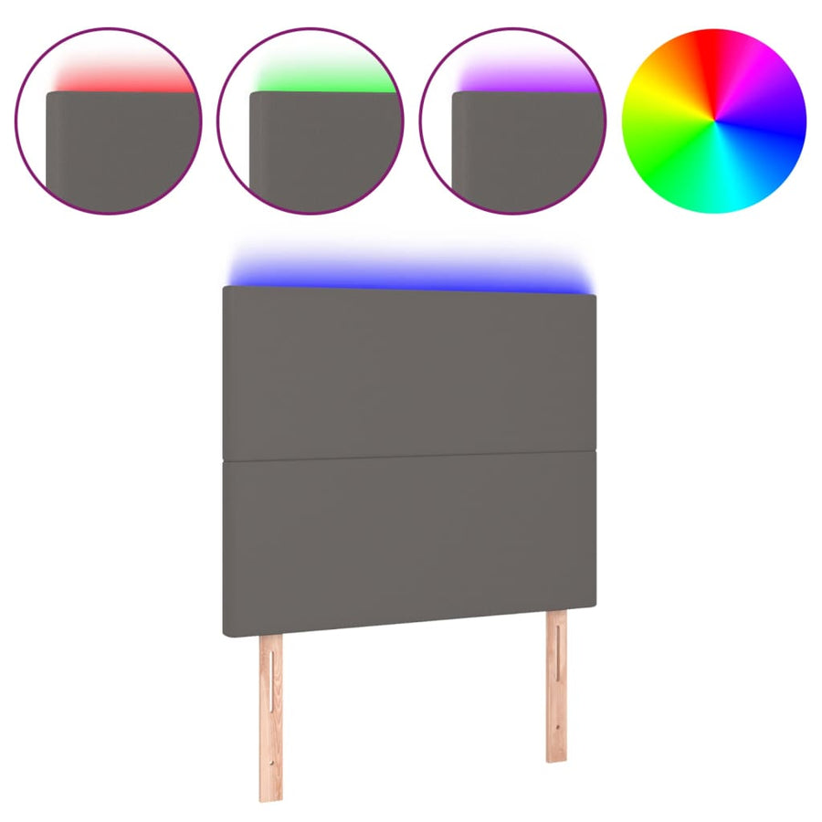Hoofdbord LED 80x5x118/128 cm kunstleer grijs 80 x 5 x 118/128 cm Grijs