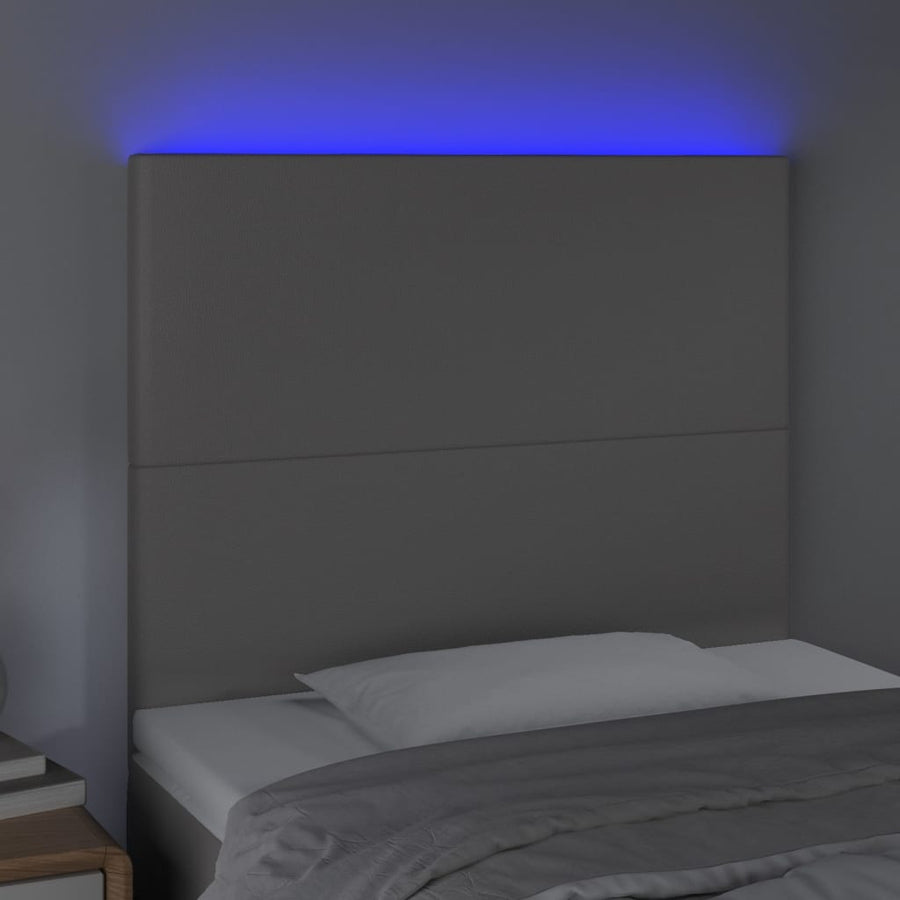 Hoofdbord LED 80x5x118/128 cm kunstleer grijs 80 x 5 x 118/128 cm Grijs