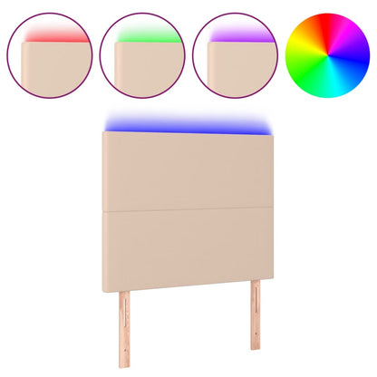 Hoofdbord LED 80x5x118/128 cm kunstleer cappuccinokleurig