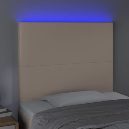 Hoofdbord LED 80x5x118/128 cm kunstleer cappuccinokleurig