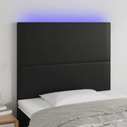Hoofdbord 90x5x118/128 cm kunstleer zwart LED
