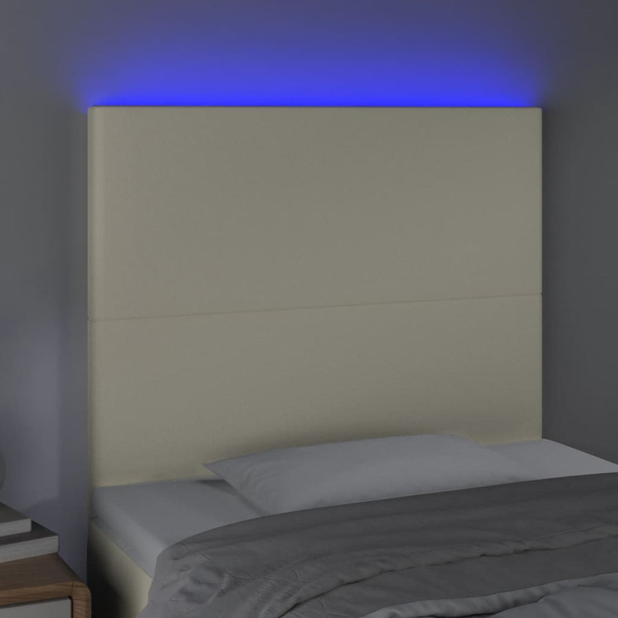 Hoofdbord Led 90X5X118/128 Cm Kunstleer Crèmekleurig