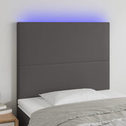 Hoofdbord 90x5x118/128 cm kunstleer grijs LED