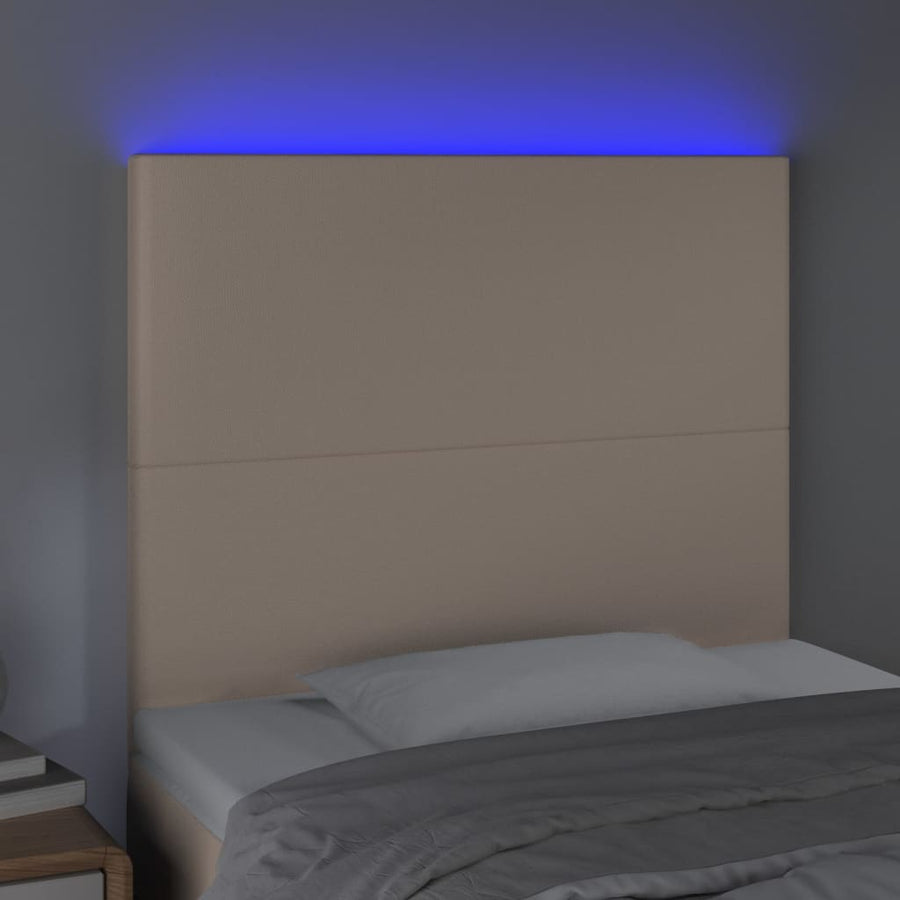 Hoofdbord LED 90x5x118/128 cm kunstleer cappuccinokleurig 90 x 5 x 118/128 cm Cappuccino