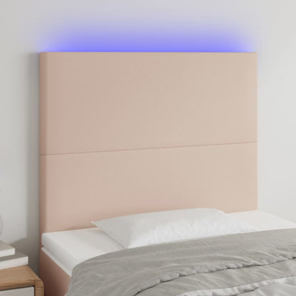 Hoofdbord LED 90x5x118/128 cm kunstleer cappuccinokleurig 90 x 5 x 118/128 cm Cappuccino