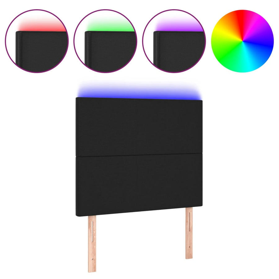 Hoofdbord LED 100x5x118/128 cm kunstleer zwart 100 x 5 x 118/128 cm Zwart