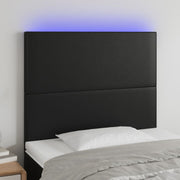 Hoofdbord 100x5x118/128 cm kunstleer zwart met LED