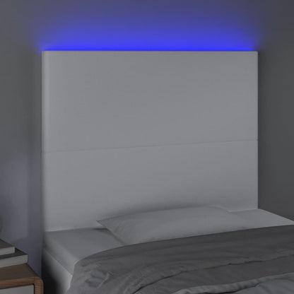 Hoofdbord LED 100x5x118/128 cm kunstleer wit 100 x 5 x 118/128 cm Wit