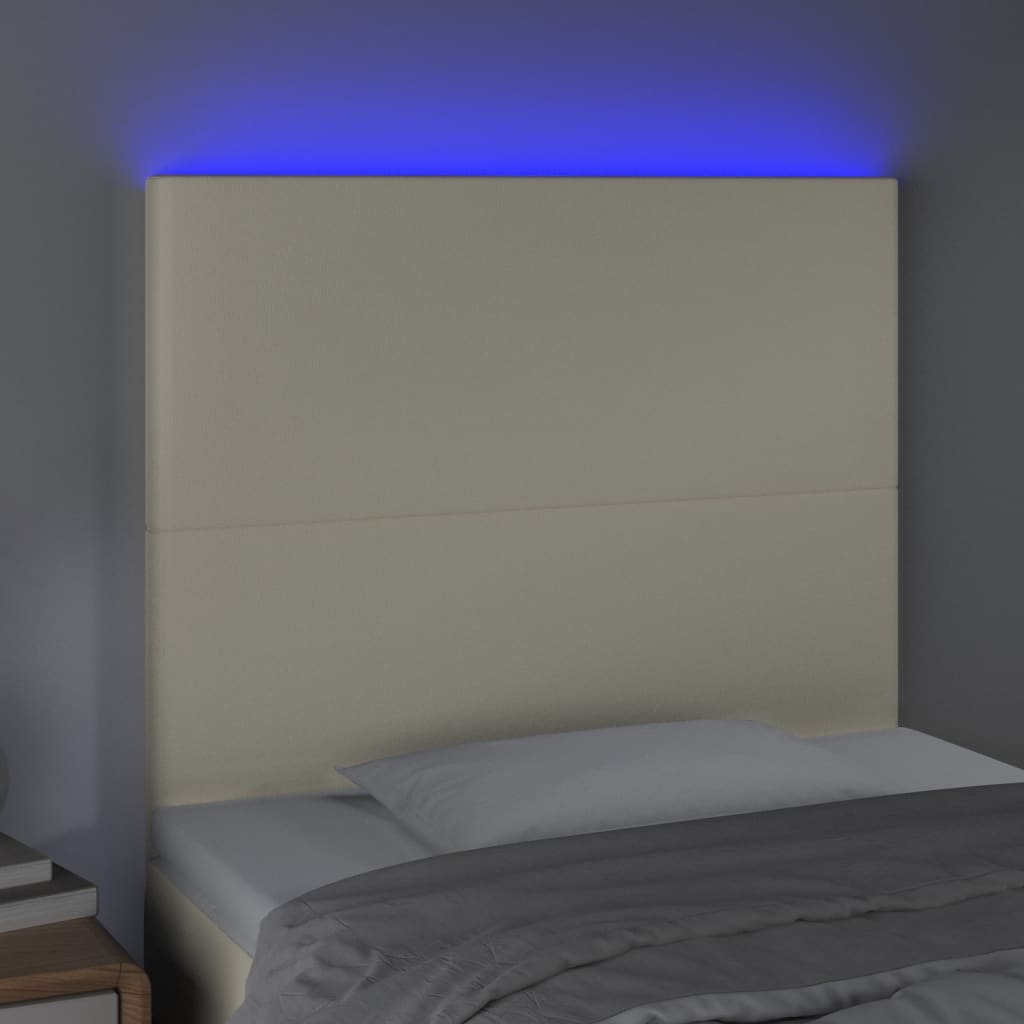 Hoofdbord Led Kunstleer Kleurig 100 x 5 x 118/128 cm Crème