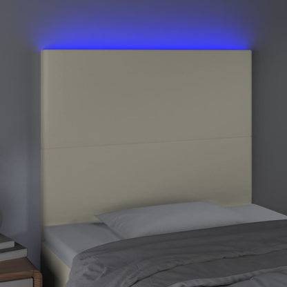 Hoofdbord Led Kunstleer Kleurig 100 x 5 x 118/128 cm Crème