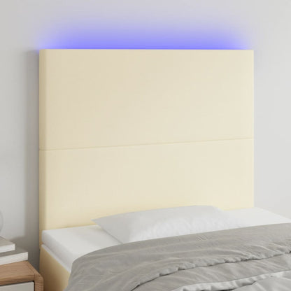 Hoofdbord Led Kunstleer Kleurig 100 x 5 x 118/128 cm Crème
