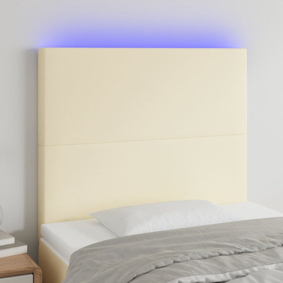 Hoofdbord Led Kunstleer Kleurig 100 x 5 x 118/128 cm Crème