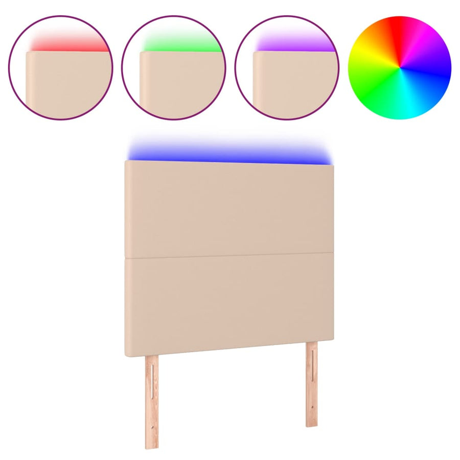 Hoofdbord LED 100x5x118/128 cm kunstleer cappuccinokleurig 100 x 5 x 118/128 cm Cappuccino