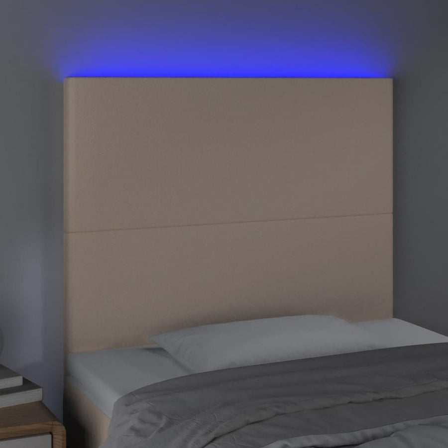 Hoofdbord LED 100x5x118/128 cm kunstleer cappuccinokleurig 100 x 5 x 118/128 cm Cappuccino