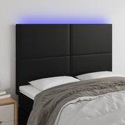 Hoofdbord 144x5x118/128 cm kunstleer zwart LED