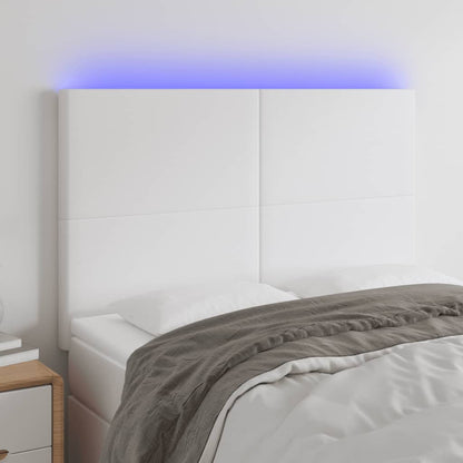 Hoofdbord LED 144x5x118/128 cm kunstleer wit 144 x 5 x 118/128 cm Wit