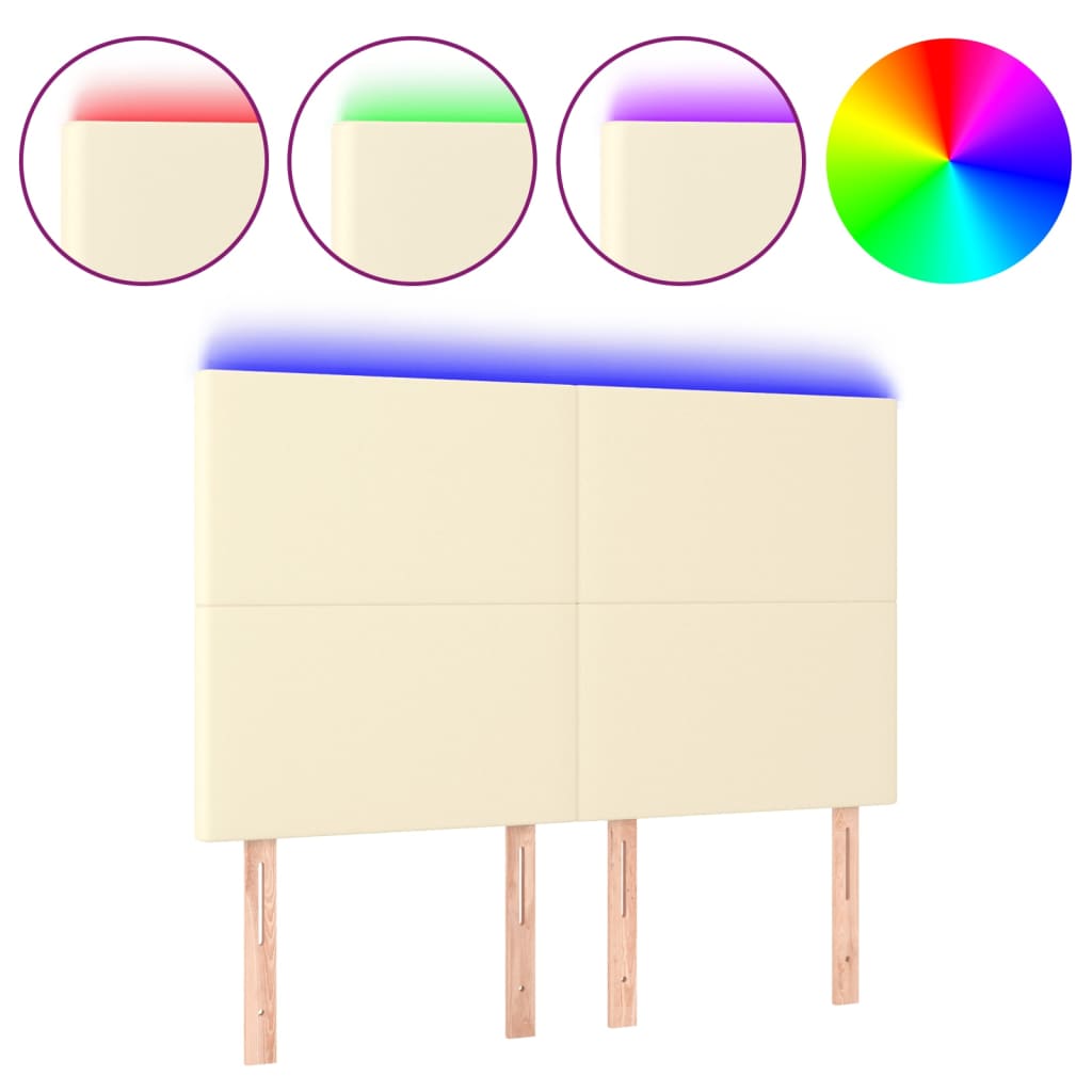 Hoofdbord Led Kunstleer Kleurig 144 x 5 x 118/128 cm Crème