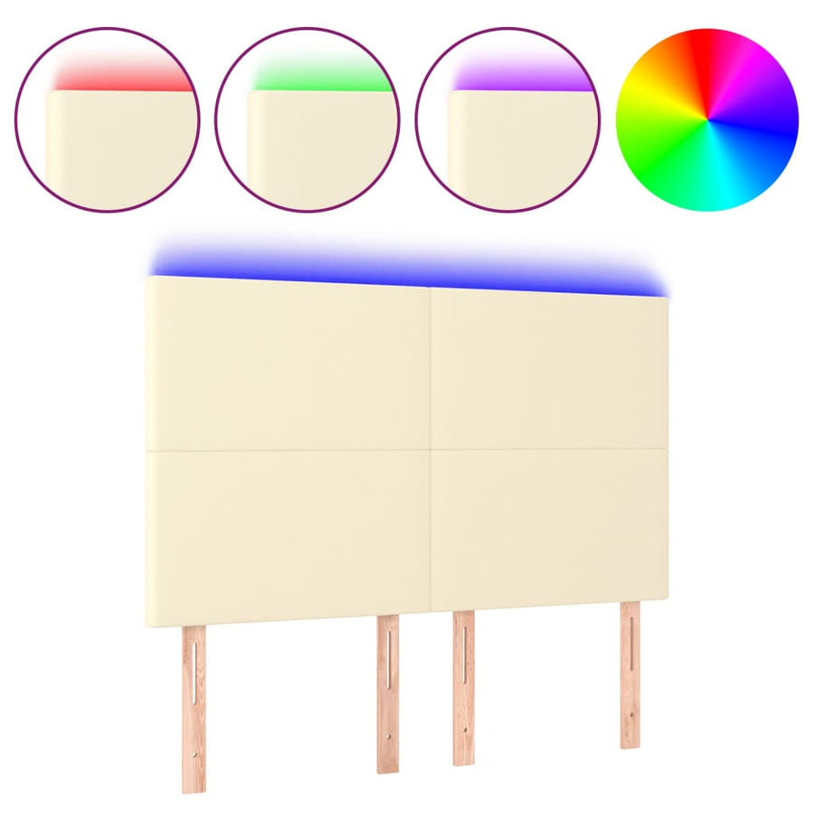 Hoofdbord Led Kunstleer Kleurig 144 x 5 x 118/128 cm Crème