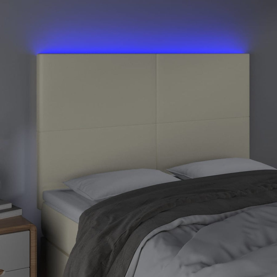 Hoofdbord Led Kunstleer Kleurig 144 x 5 x 118/128 cm Crème
