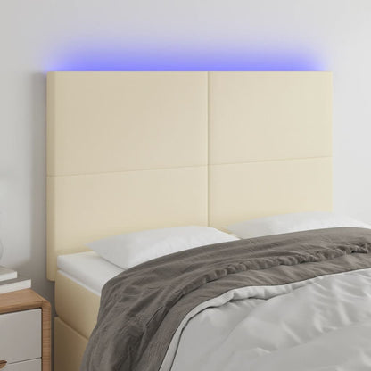 Hoofdbord Led Kunstleer Kleurig 144 x 5 x 118/128 cm Crème