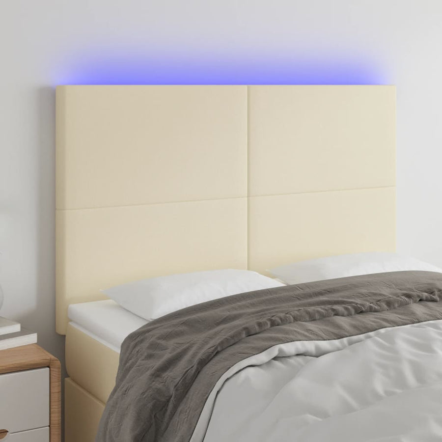 Hoofdbord Led Kunstleer Kleurig 144 x 5 x 118/128 cm Crème