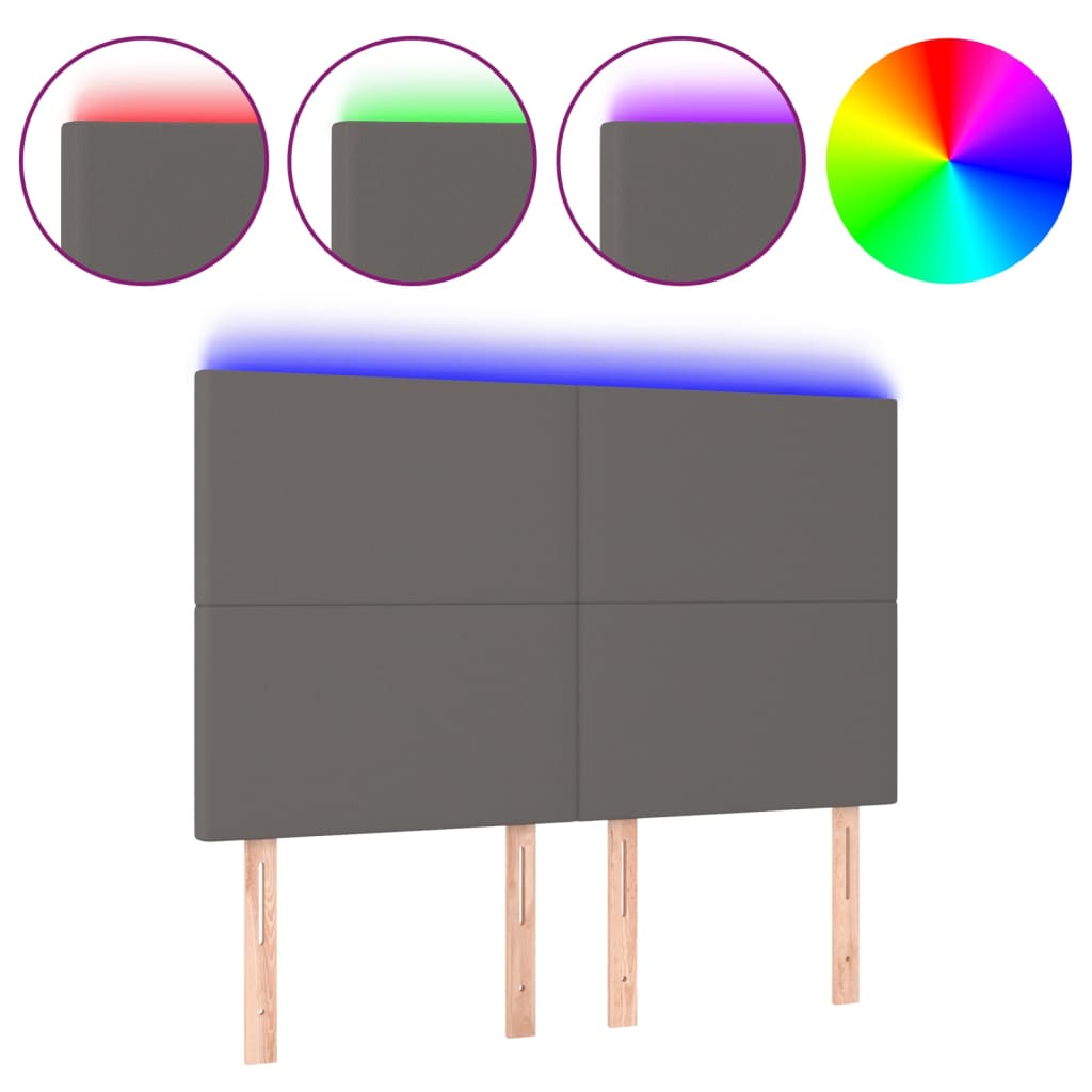 Hoofdbord Led Kunstleer 1 144 x 5 x 118/128 cm Grijs