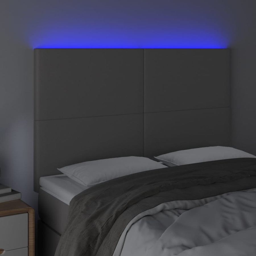 Hoofdbord Led Kunstleer 1 144 x 5 x 118/128 cm Grijs