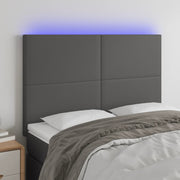 Hoofdbord 144x5x118/128 cm kunstleer grijs LED