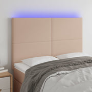 Hoofdbord 144x5x118/128 cm kunstleer cappuccino met LED