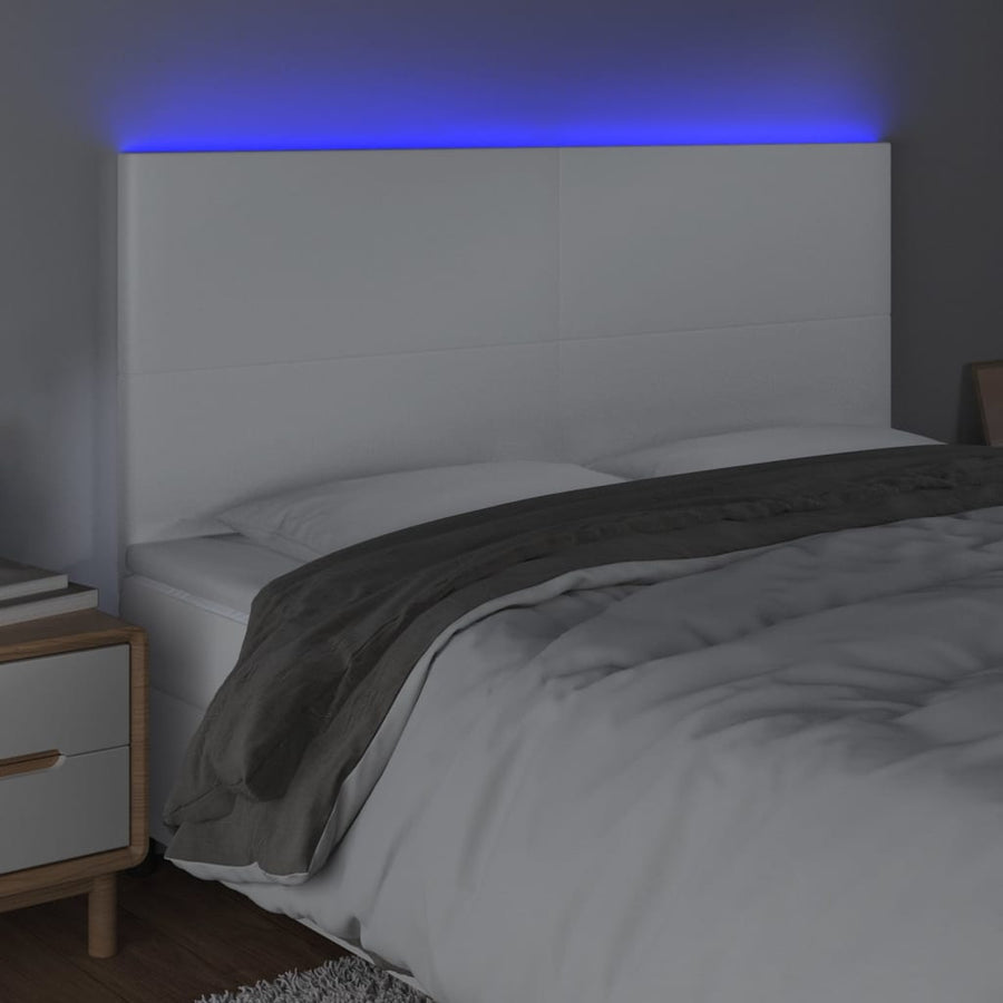 Hoofdbord Led Kunstleer 160 x 5 x 118/128 cm Wit