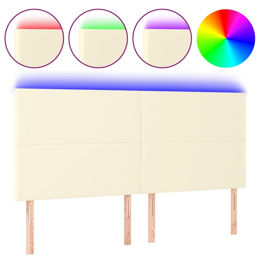 Hoofdbord Led Kunstleer Kleurig 160 x 5 x 118/128 cm Crème