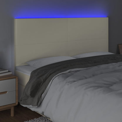 Hoofdbord Led Kunstleer Kleurig 160 x 5 x 118/128 cm Crème
