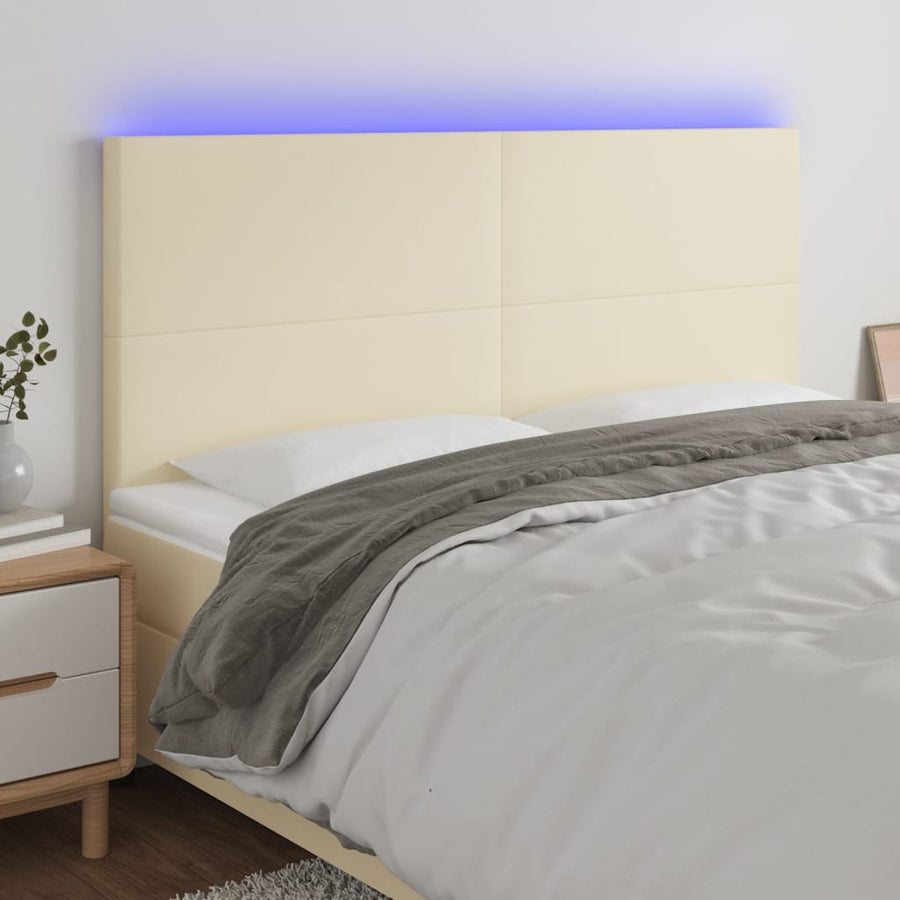 Hoofdbord Led Kunstleer Kleurig 160 x 5 x 118/128 cm Crème