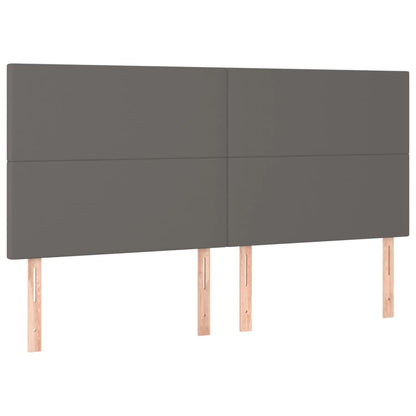 Hoofdbord LED 160x5x118/128 cm kunstleer grijs 160 x 5 x 118/128 cm Grijs