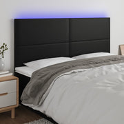 Hoofdbord 180x5x118/128 cm kunstleer zwart LED