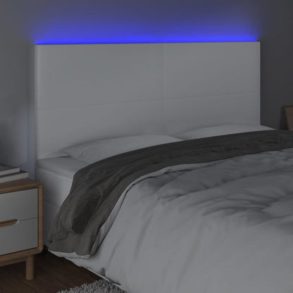 Hoofdbord LED 180x5x118/128 cm kunstleer wit 180 x 5 x 118/128 cm Wit