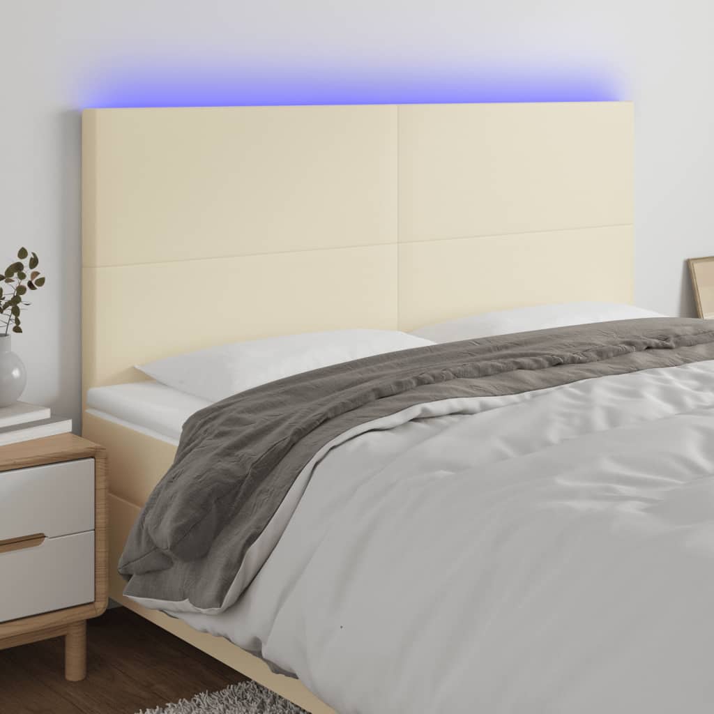 Hoofdbord Led Kunstleer Kleurig 180 x 5 x 118/128 cm Crème