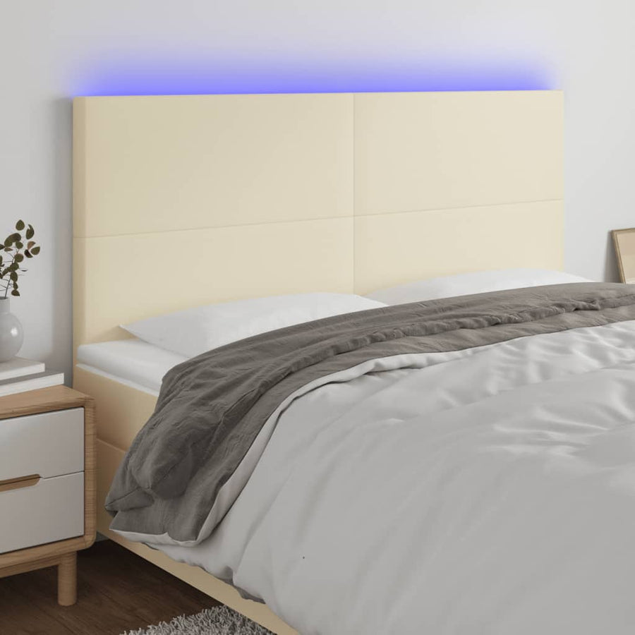 Hoofdbord Led Kunstleer Kleurig 180 x 5 x 118/128 cm Crème