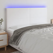 Hoofdbord led 200x5x118/128 cm kunstleer wit